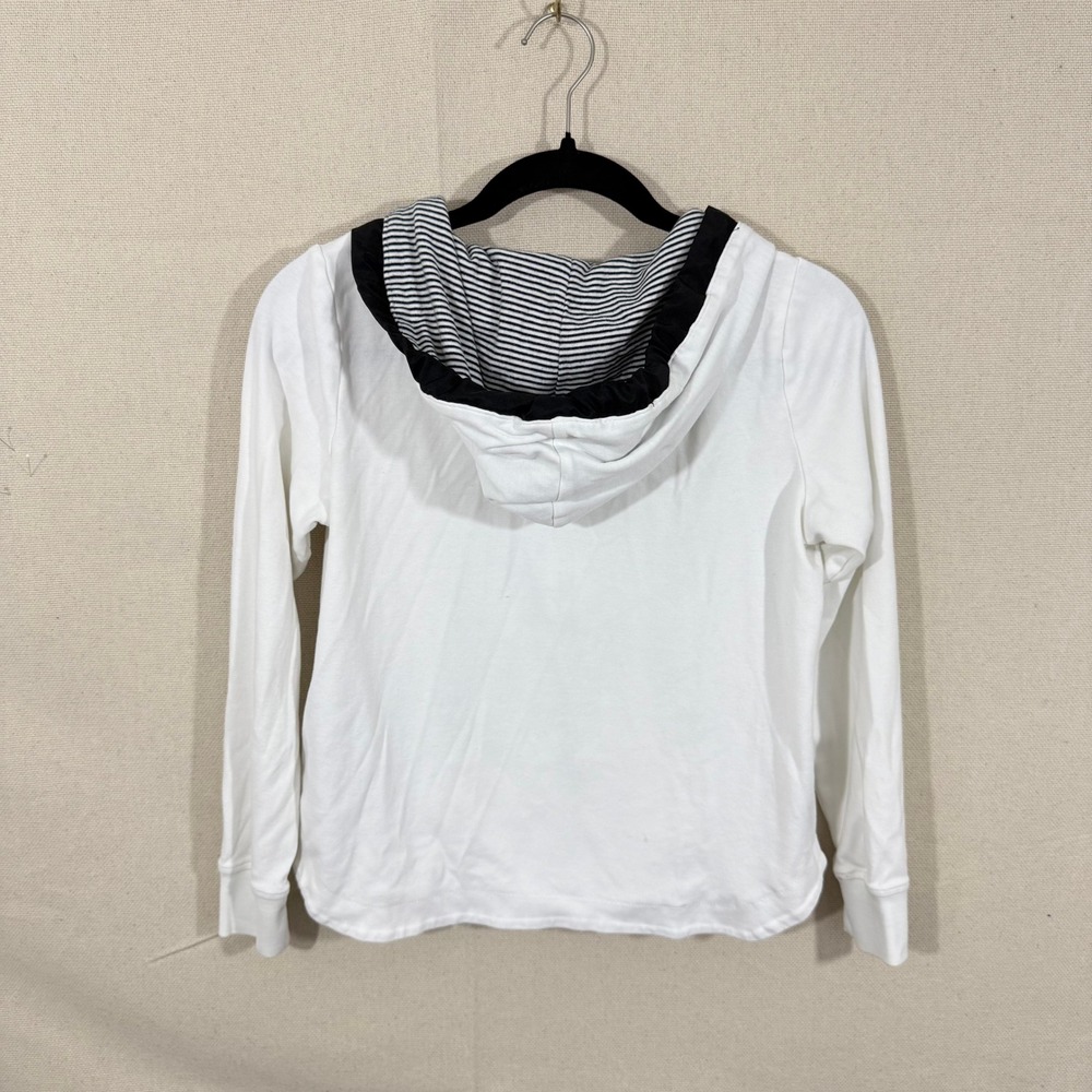 Lauren Ralph Lauren Active Womens White Black Zip Up Hoodie Small Cotton Striped - Picture 4 of 6